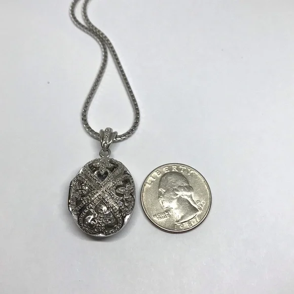 925 Sterling Silver Filigree locket Pendant Necklace size 20” - Picture 8 of 16